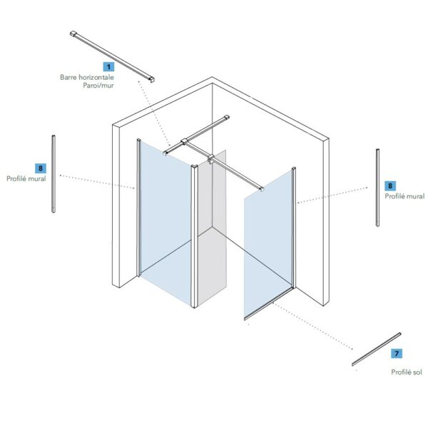 kit profilé douche barre 8mm